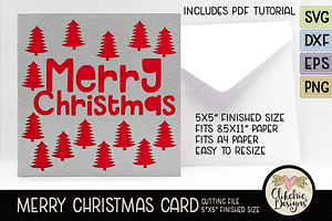 Merry Christmas Trees Card SVG