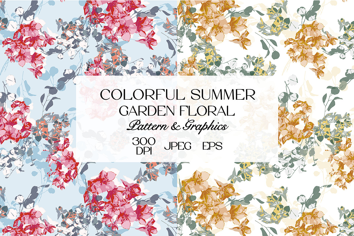 Colorful Summer Floral Pattern, a Pattern Graphic by StudioGlouna (Photo 1 of 9)