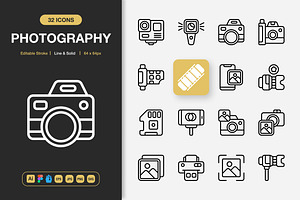 Photography Icons, an Icon by Spacepixel Creative