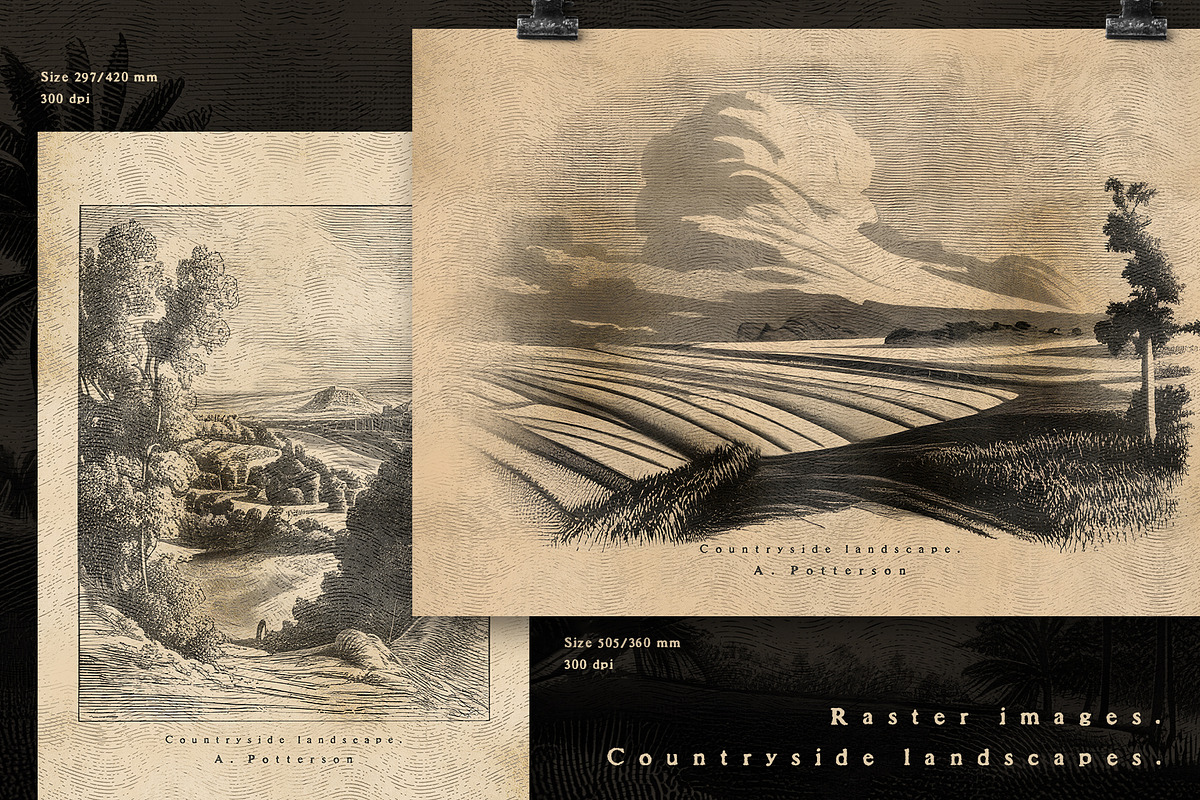 VINTAGE ENGRAVING LANDSCAPES, an Illustration by Luna Dreams (Photo 3 of 6)