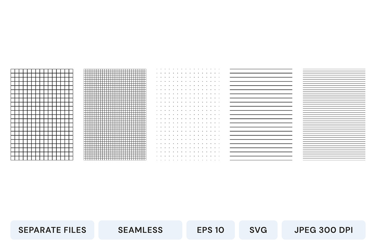 Black geometric grid pattern set, an Illustration by SappiStudio (Photo 1 of 3)
