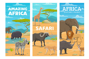Safari hunting, African animals, an Illustration by Vector Tradition