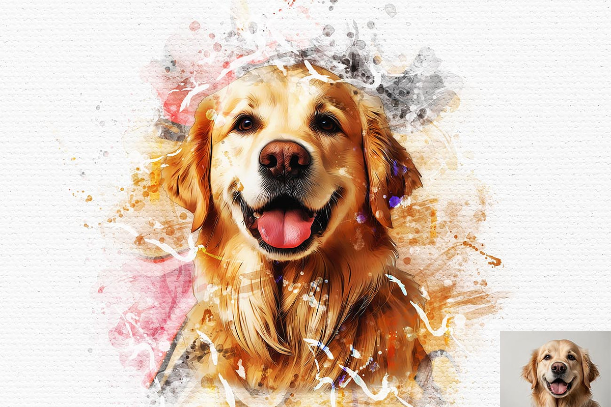 Pet Portrait Watercolor Art Generato, an Action Add-On by Studio Retouch (Photo 12 of 12)