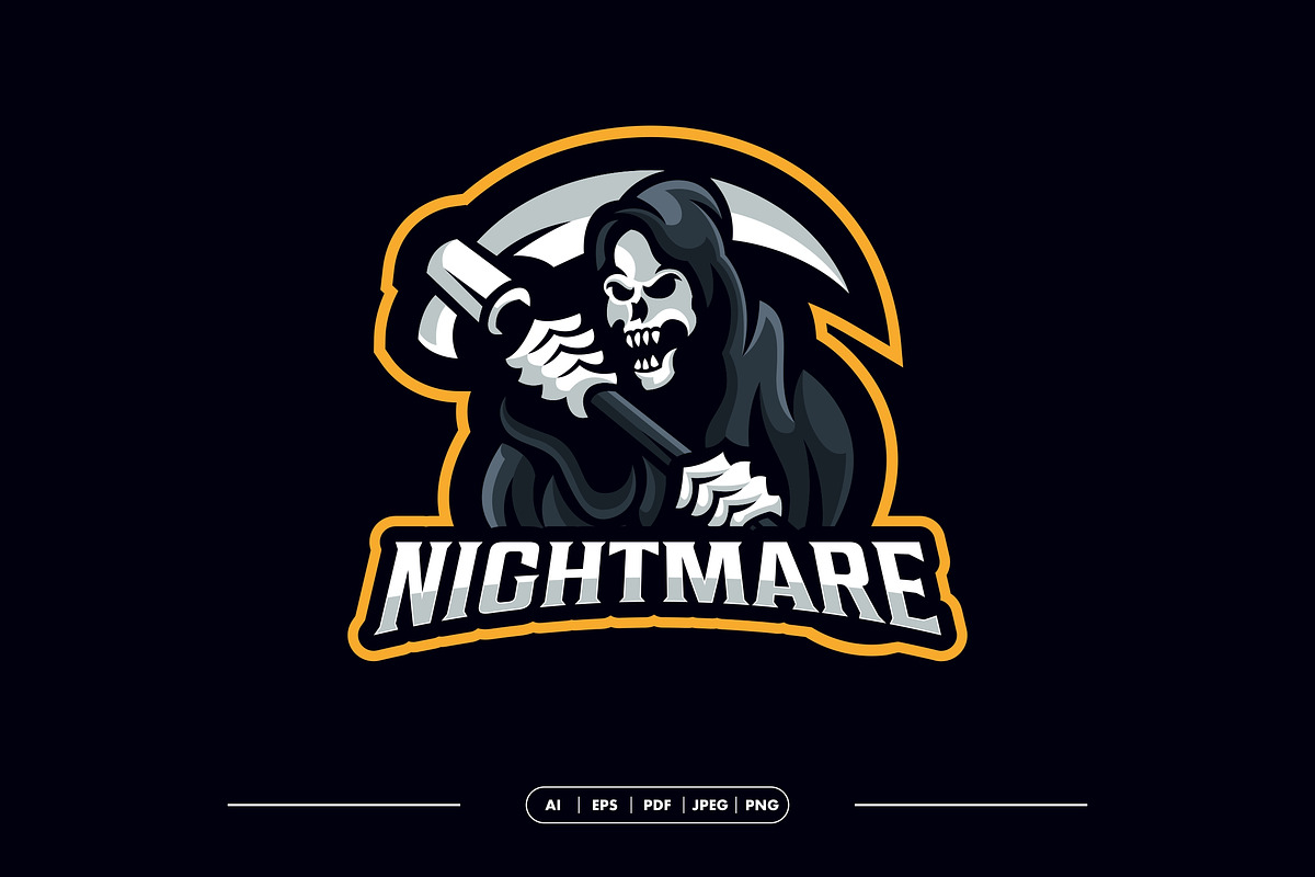 Grim Reaper Skull Logo Template, a Branding & Logo Template by EndR_ID