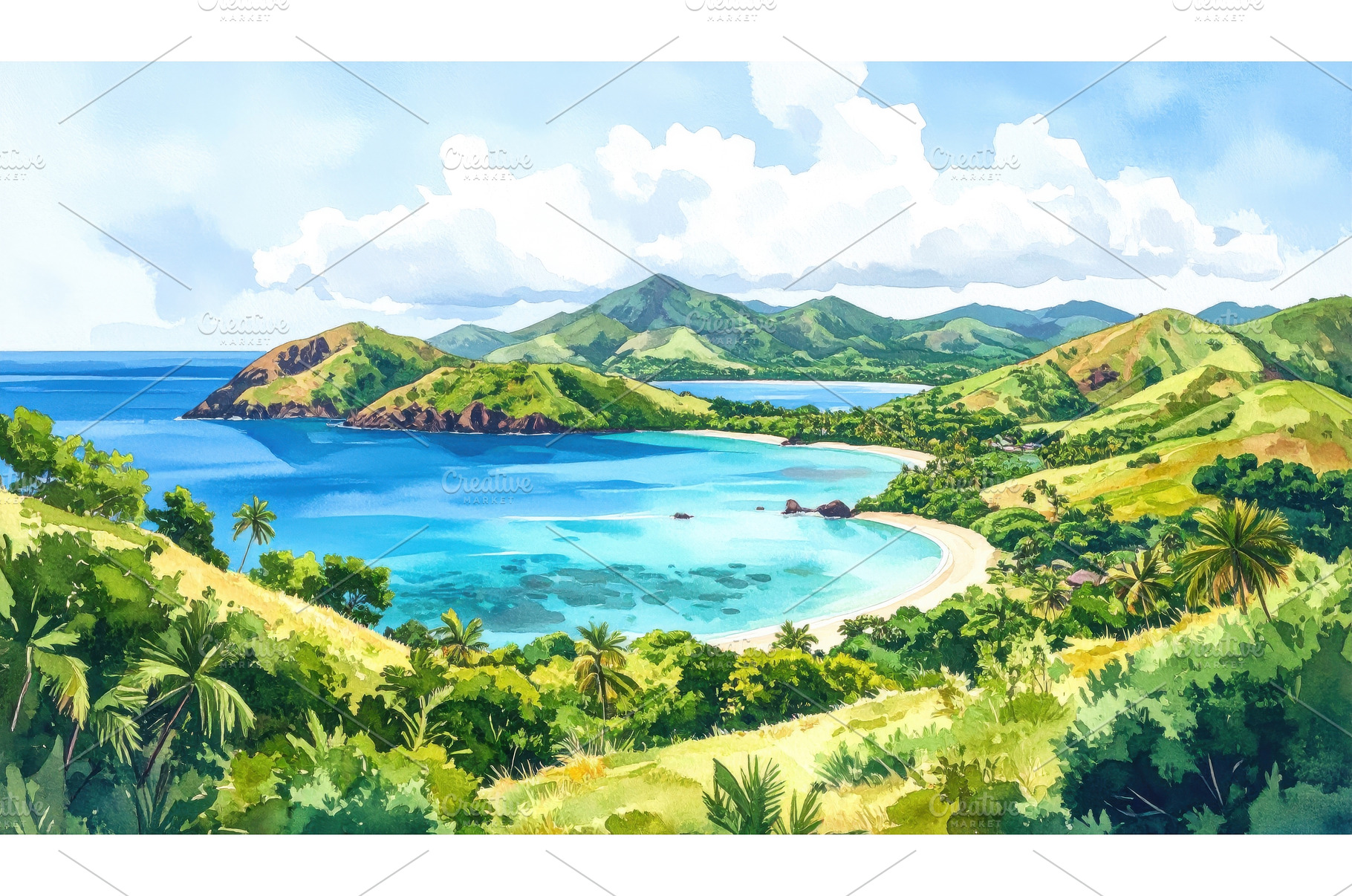 Tropical island with turquoise bay, a Nature Photo by Igor Tichonow
