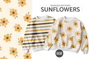 Sunflowers seamless patterns, a Pattern Graphic by vatrushkaprint_store (Thumbnail 1 of 4)