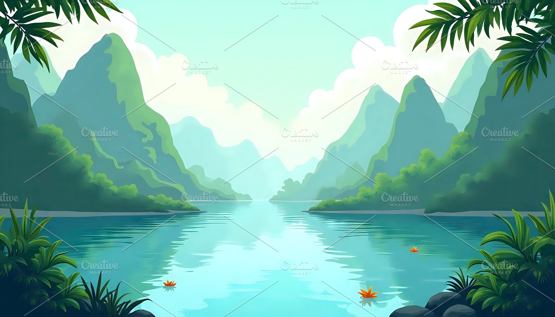 Create a flat cartoon vector backgro, a Photo by LOGOCREATIVE