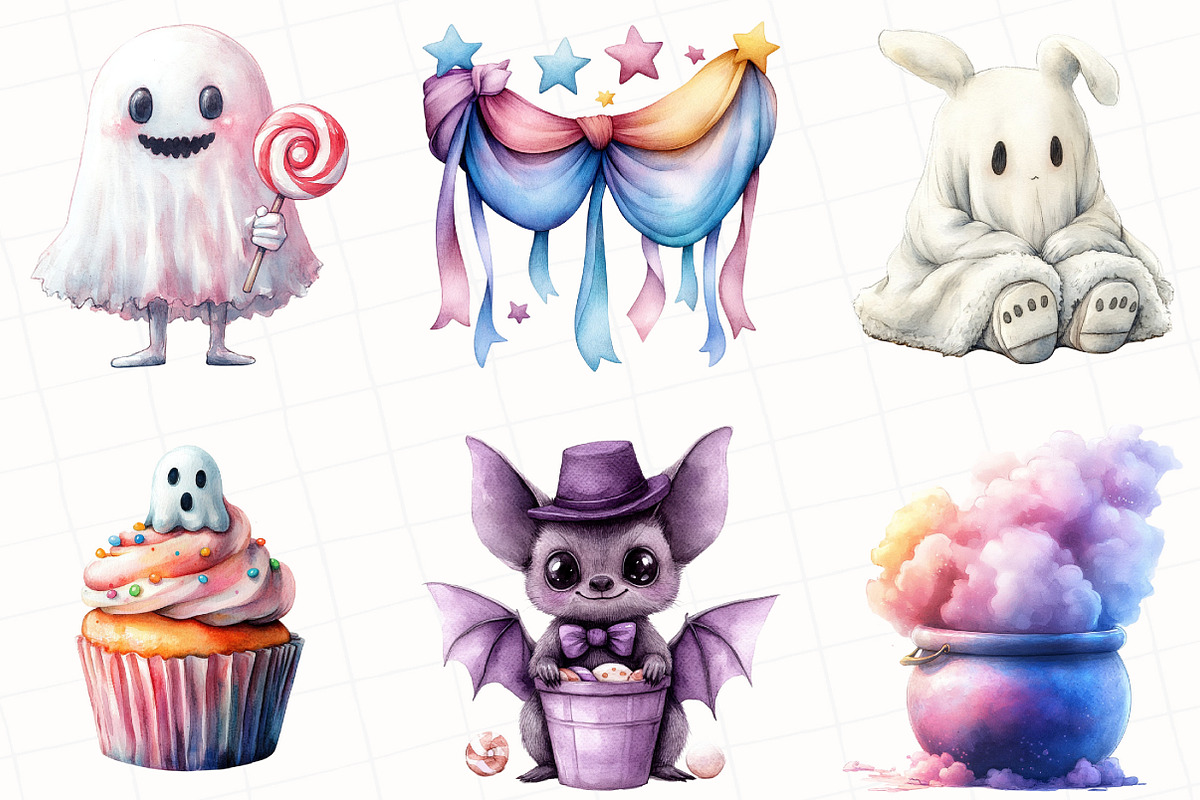 Cute Pastel Halloween Clipart, an Illustration by OK Design (Photo 4 of 5)
