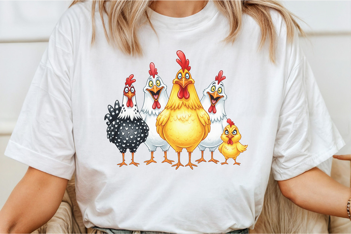 Funny Chickens Clipart PNG, an Illustration by DreamCafeArt (Photo 3 of 6)