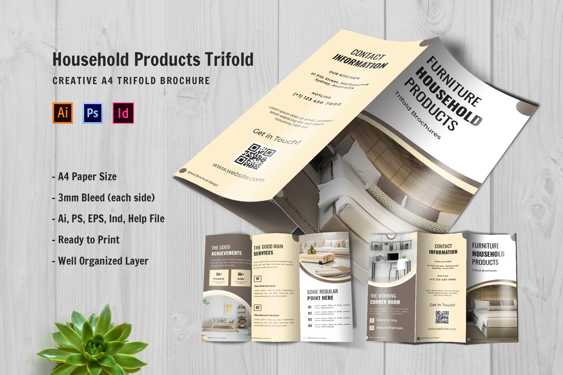 Household Products Trifold Brochure by Aqr Studio  Creative Market