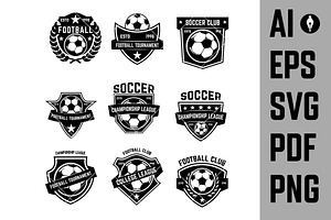 Set Of Soccer, Football Emblems.