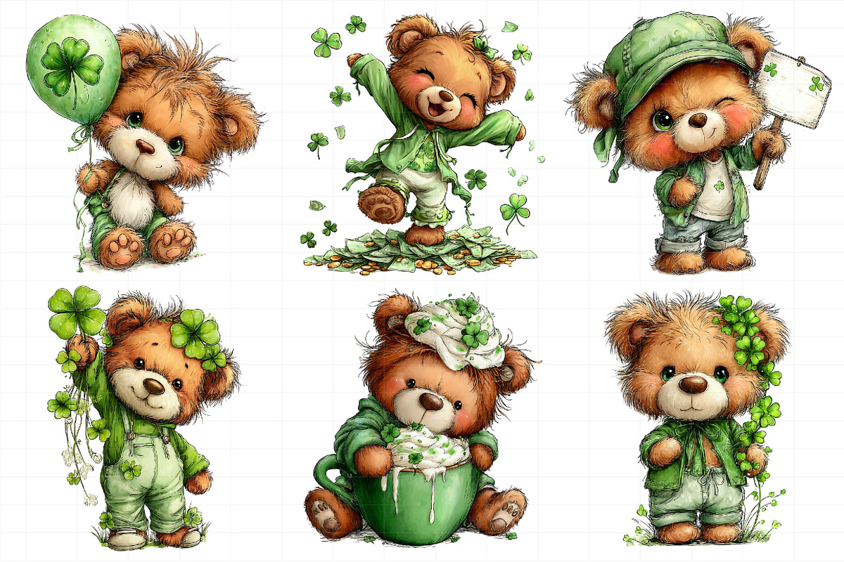 St. Patrick's Teddy Bear Clipart, an Illustration by Daily.Designs (Photo 7 of 8)