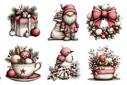 Watercolor Vintage Christmas Clipart, a Seasonal Illustration by Creative Art (Thumbnail 2 of 7)
