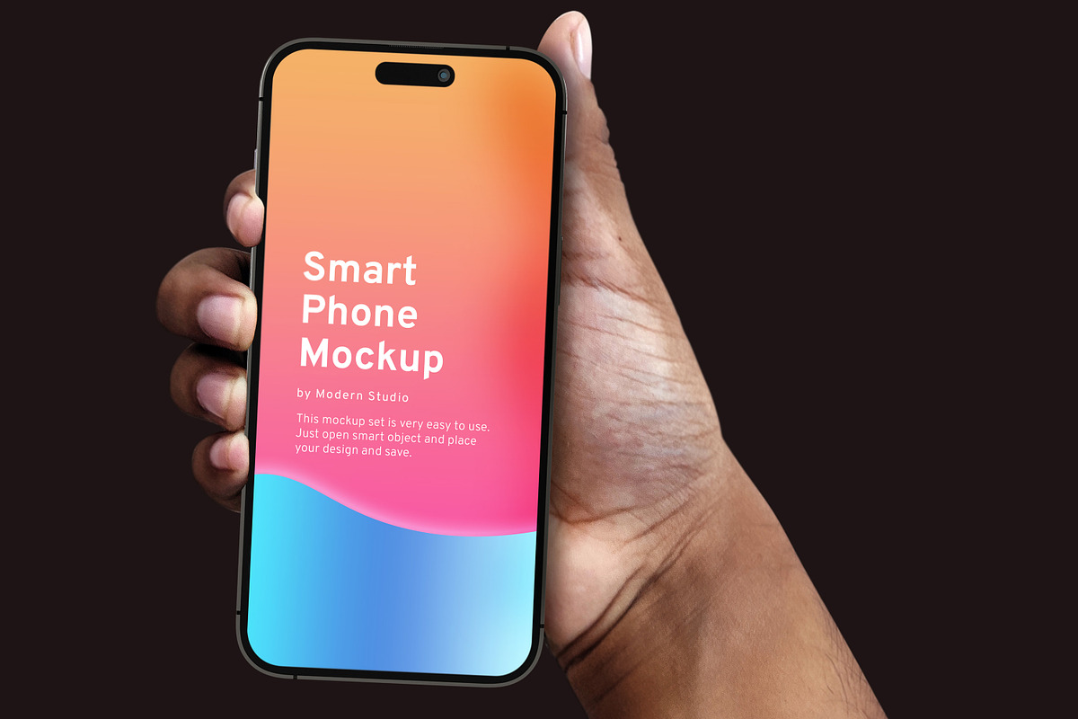 iPhone 14 Pro in Hand Mockup, an iPhone Mockup by Modern Studio (Photo 3 of 7)