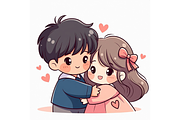 Hugging Couple Romance Clipart, a Seasonal Illustration by Creative design (Thumbnail 2 of 7)