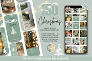 Green Christmas Instagram Templates, a Social Media Template by SunshineStudioBoutique (Thumbnail 1 of 8)