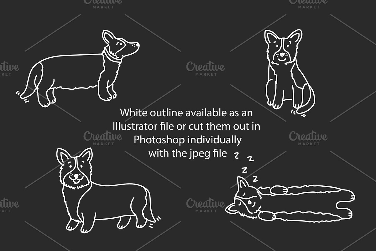 Cute doodle Welsh Corgis, an Animal Illustration by Liz Pengilley Studio (Photo 3 of 4)