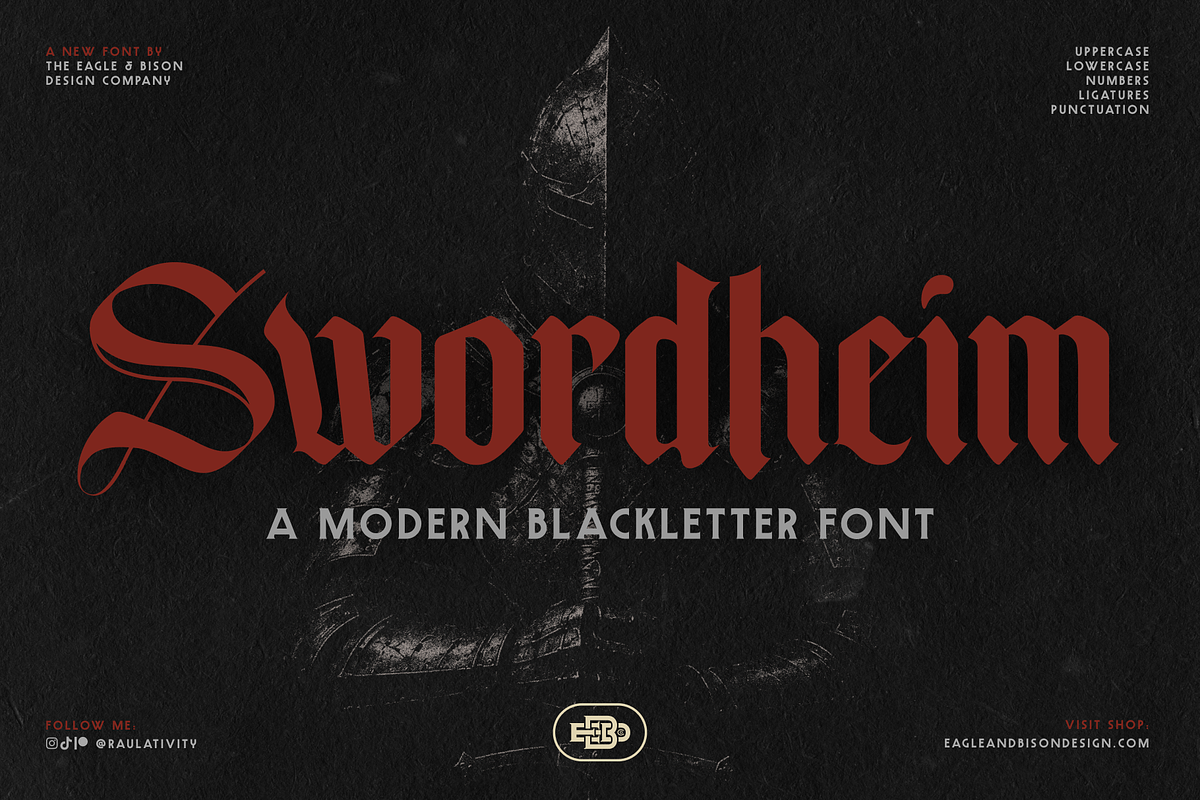 Swordheim, a Blackletter Font by Eagle & Bison Design Co. (Photo 1 of 5)