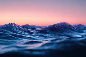 A serene view of ocean waves at sunset, showcasing gentle rolling waves with a, a Photo by Textures & Backgrounds