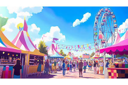 Exciting atmosphere at outdoor music, an Illustration by Lermont51