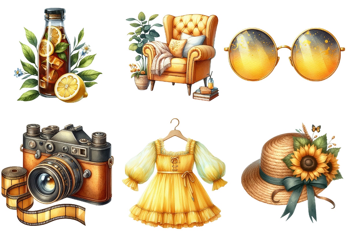 Cozy Yellow Summer Clipart, an Illustration by Pixels.Craft (Photo 3 of 10)