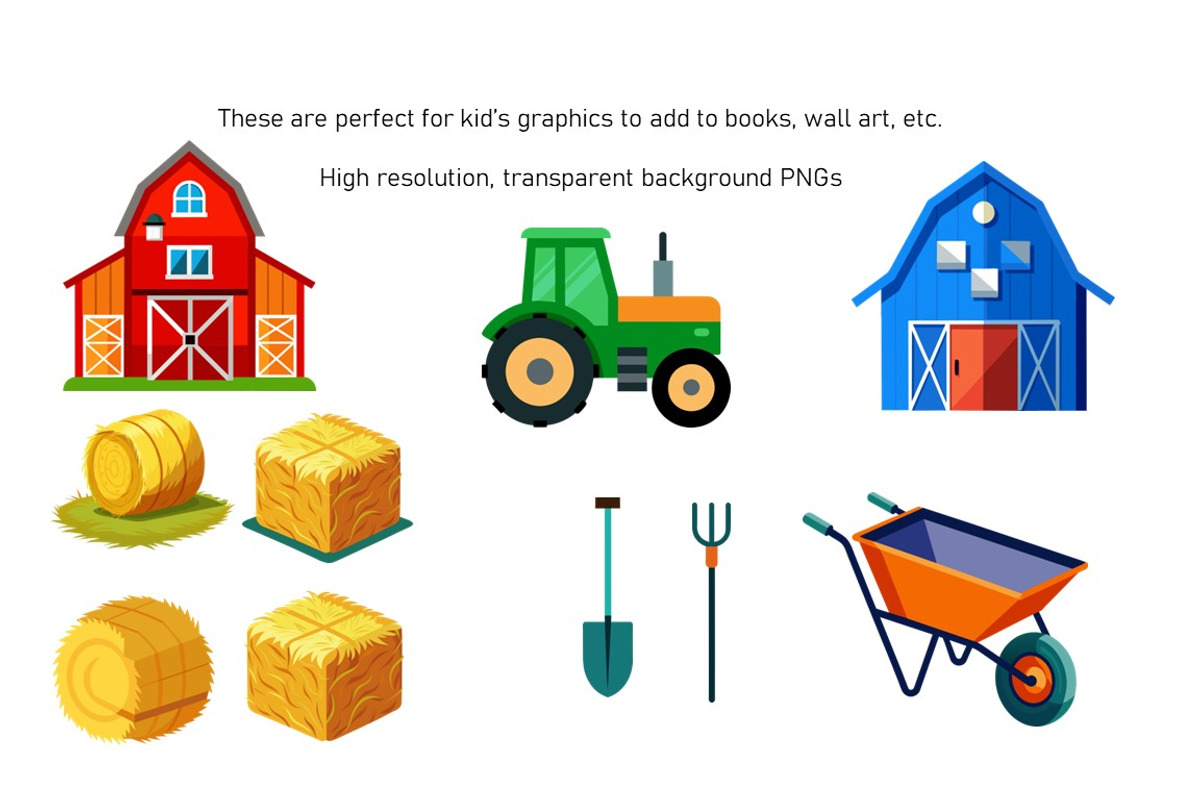 28 Farm Elements Clipart for Kids, an Object Graphic by Kat's Artful Creations (Photo 2 of 9)