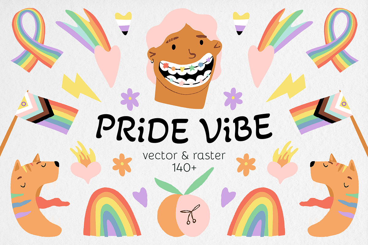 Pride vibe vector & raster graphics, a Seasonal Illustration by Paper Cherry (Photo 1 of 18)