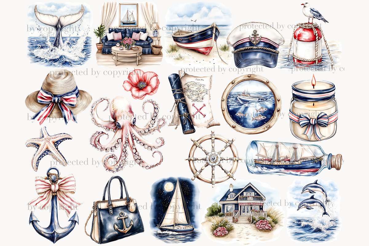 Nautical Clipart PNG, a Person Illustration by GlamArtZhanna (Photo 3 of 8)