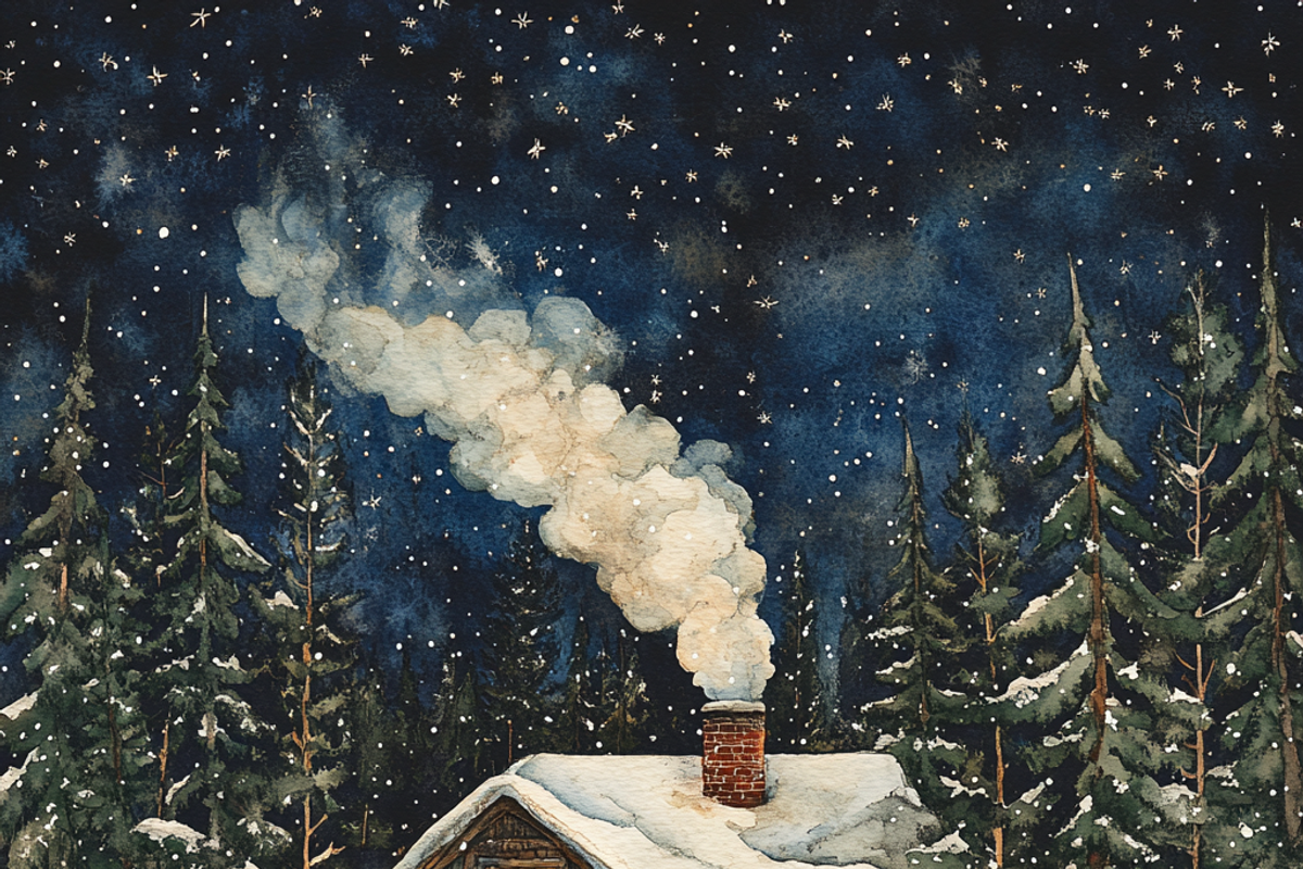 Vintage Snow-covered Mountain Cabin, a Background Graphic by Printable Treasure (Photo 7 of 8)