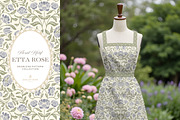Vintage Blue Floral Print Patterns, a Pattern Graphic by Eclectic Anthology (Thumbnail 9 of 14)