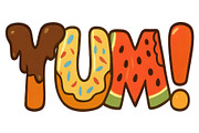 YUM! Food Letter Art Print | Playful, a Background Graphic by LaseredNinja (Thumbnail 1 of 7)