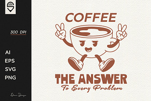 Retro Coffee Cup Character Design, a Graphic by shaondesigns