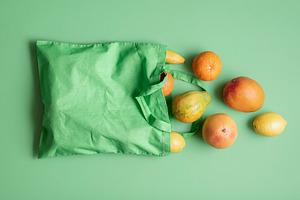 Bag of tropical fruits. Food shoppin