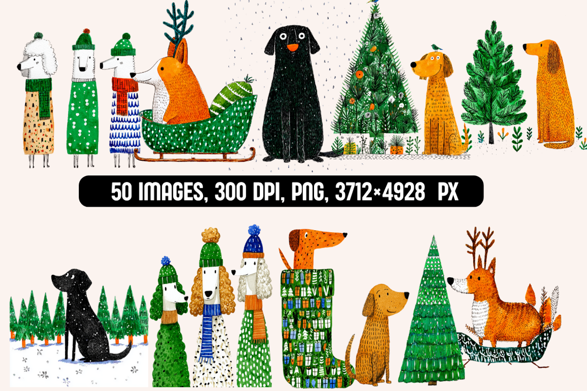 Paws & Presents: Christmas Dogs, an Animal Illustration by PrintHaven Designs (Photo 2 of 9)