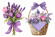 Spring Purple Gingham Clipart Bundle, an Illustration by Designworld (Thumbnail 7 of 7)