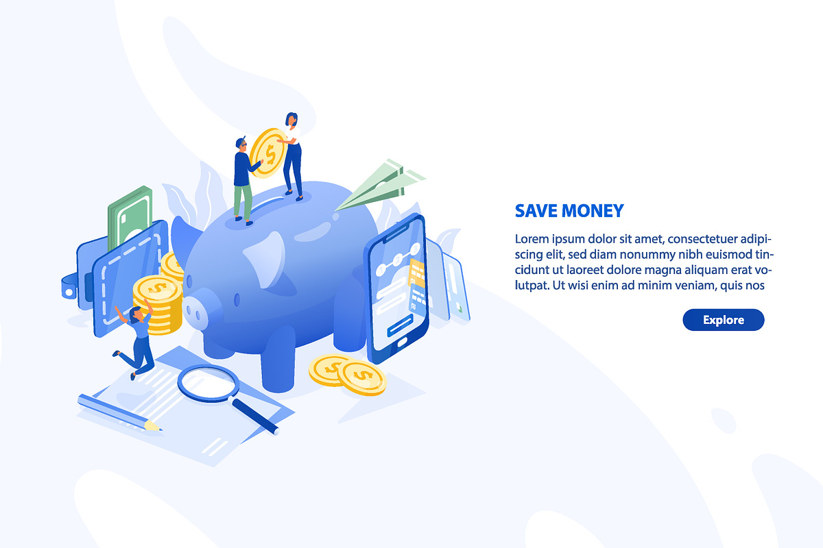 Money saving concept banner, a Finance Illustration by Good Studio (Photo 1 of 3)