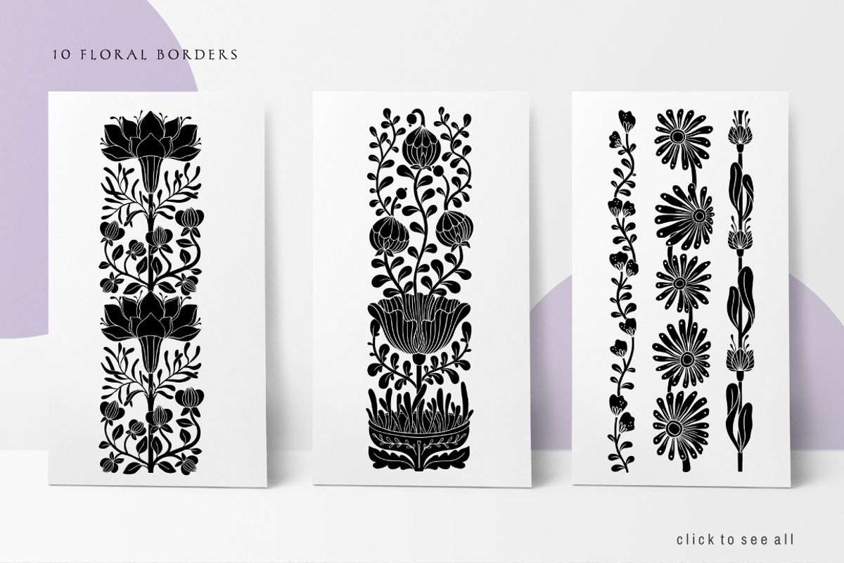 Wild flowers - botanical linocut, an Object Graphic by DariSmartArt (Photo 4 of 13)