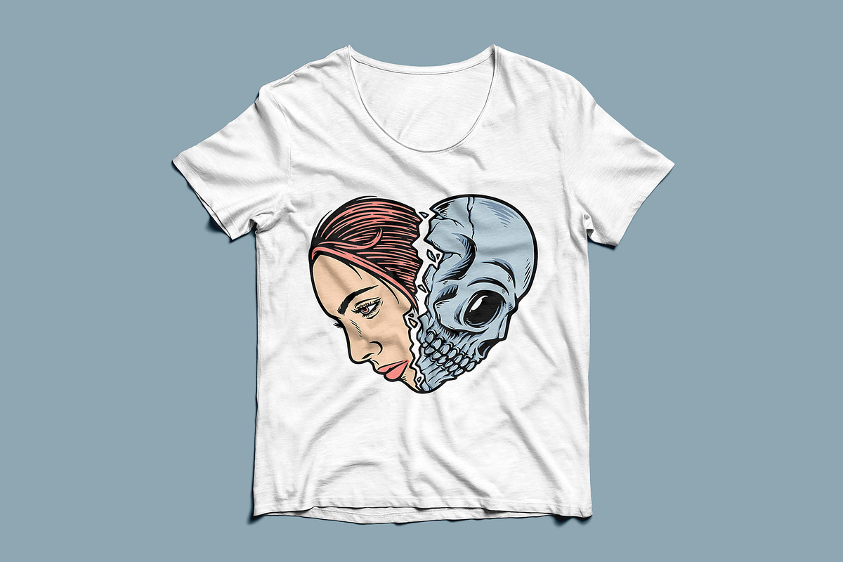 woman face and skull in love shape, a Person Illustration by gunaonedesign (Photo 4 of 4)
