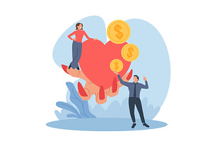 Feelings of calculation. Love for, a Finance Illustration by YummyBuum