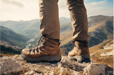 Hiker standing on mountain top, a Sports & Recreation Photo by Ylivdesign