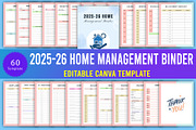 2025-26 Home Management Binder Canva, a Stationery Template by Designmela01 (Thumbnail 1 of 6)
