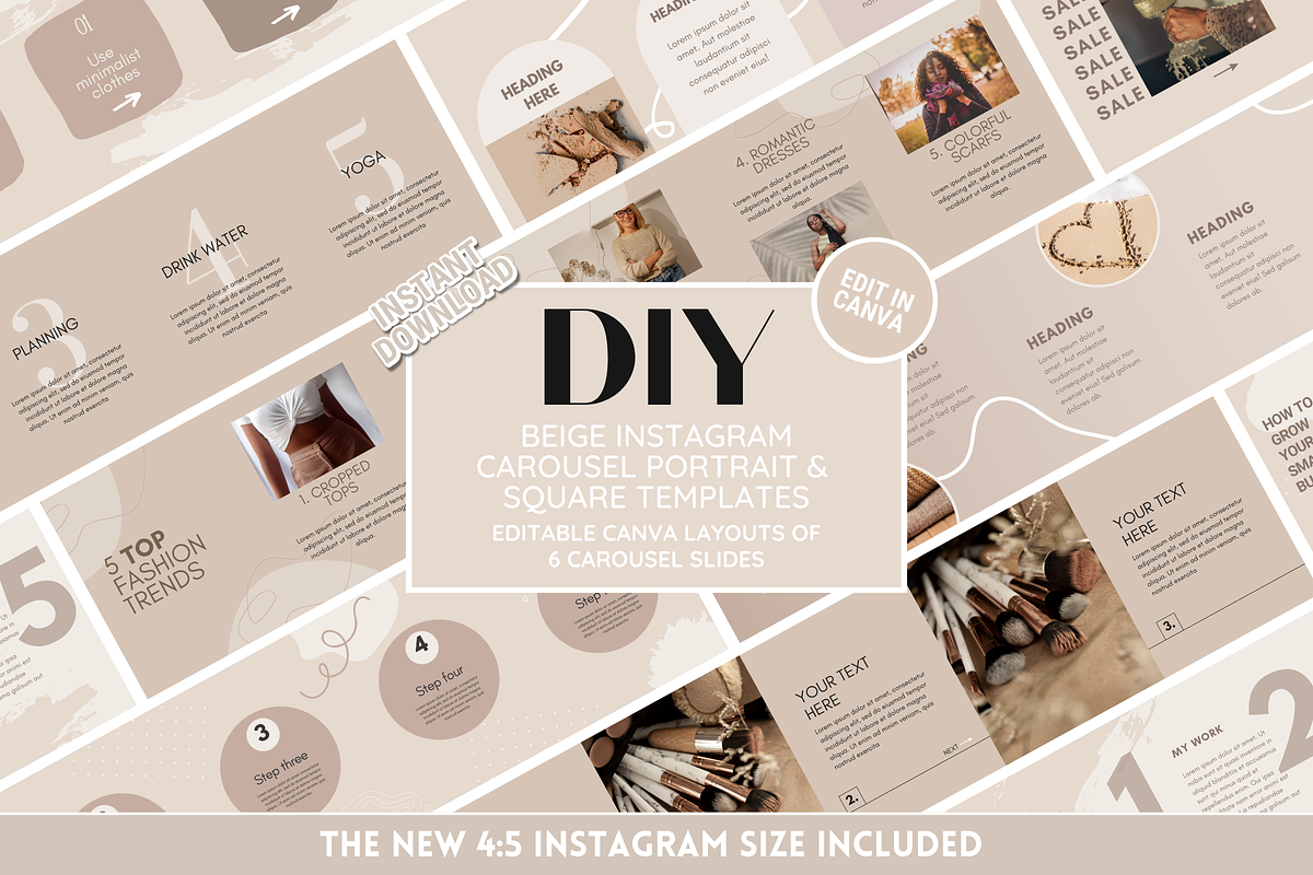 Beige Instagram Carousel Bundle, a Social Media Template by SunshineStudioBoutique (Photo 1 of 9)