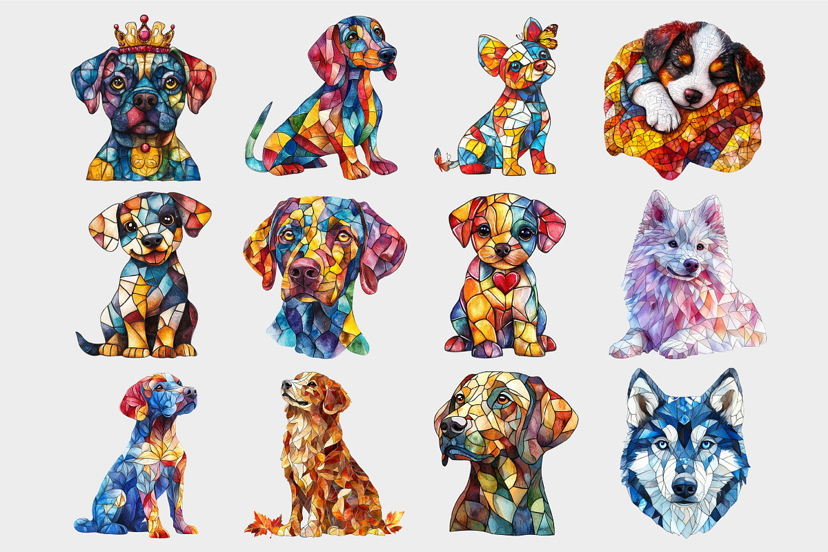 Watercolor Stained Glass Dogs Clipar, a Seasonal Illustration by Design Market (Photo 4 of 5)