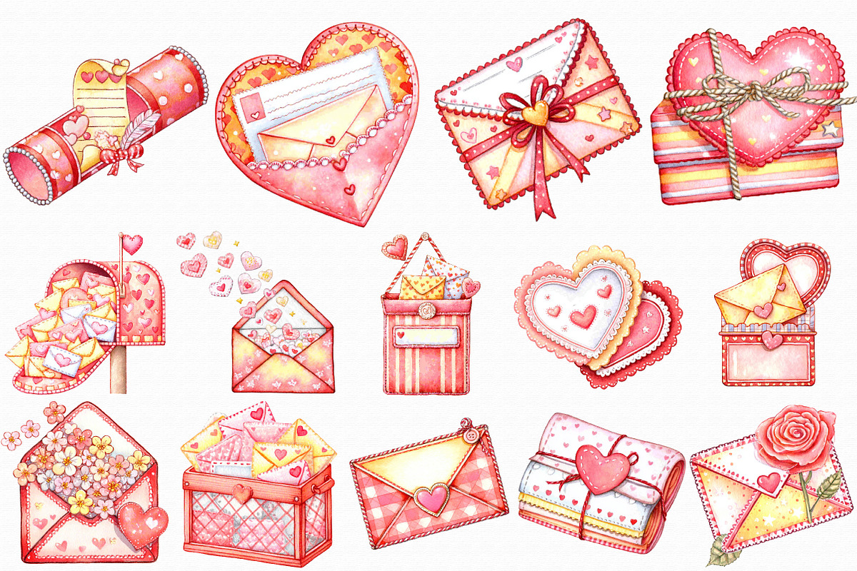 Valentine's Mail Clipart, an Illustration by Libby Wishes (Photo 2 of 7)