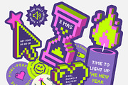 Pixel Christmas Stickers, a Seasonal Illustration by Playground (Thumbnail 1 of 6)