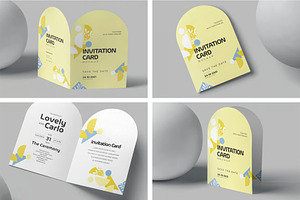 Arch Shaped Invitation Card Mockups, an Advertising Mockup by megostudi0