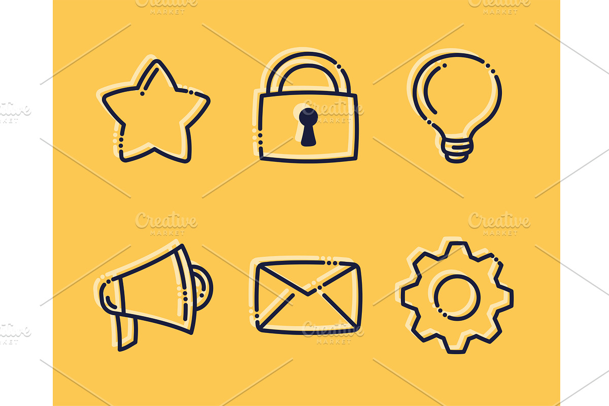 six bold business icons, an Object Illustration by studiogstock
