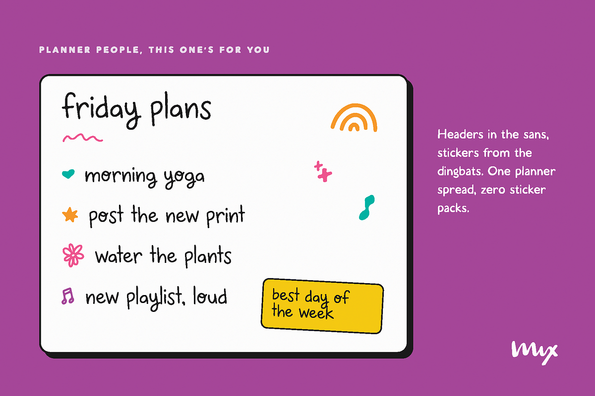 Happy Friday - Font & Dingbat Duo, a Handwritten Font by Mix Fonts (Photo 12 of 13)