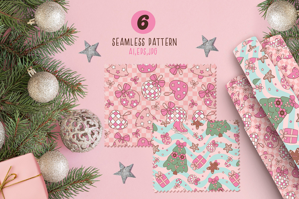 Pink Christmas Vector Collection, a Seasonal Illustration by NataKa (Photo 6 of 11)