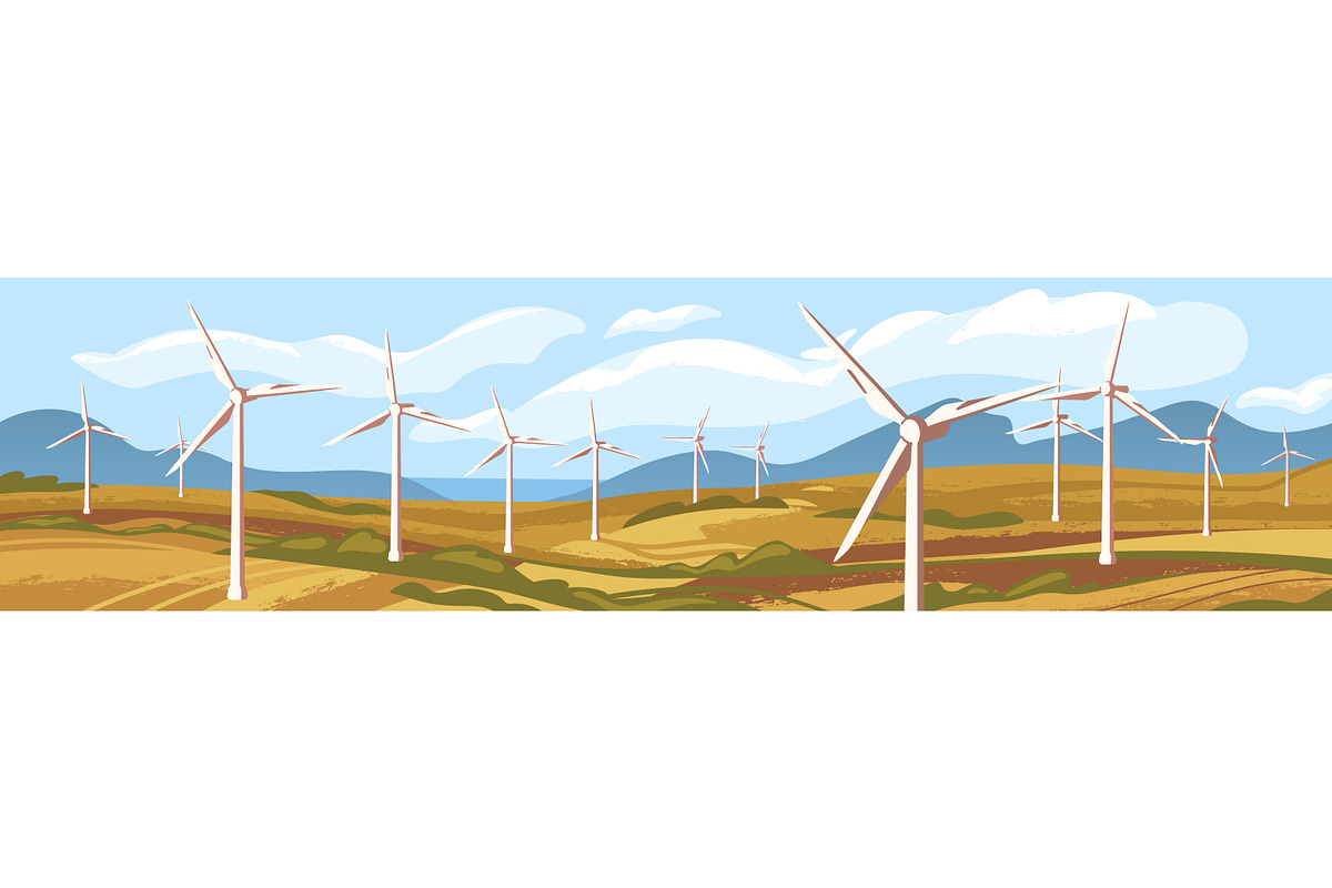Windmills, renewable energy banner, a Technology Illustration by Good Studio (Photo 2 of 3)